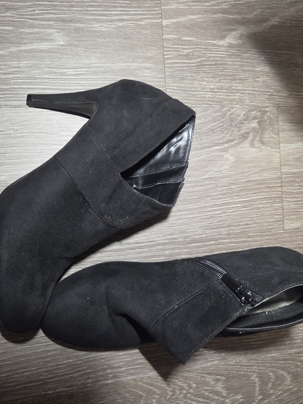Tobi Black Suede High-Heel Ankle Boots